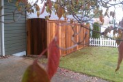 Stair stepped picture frame fence